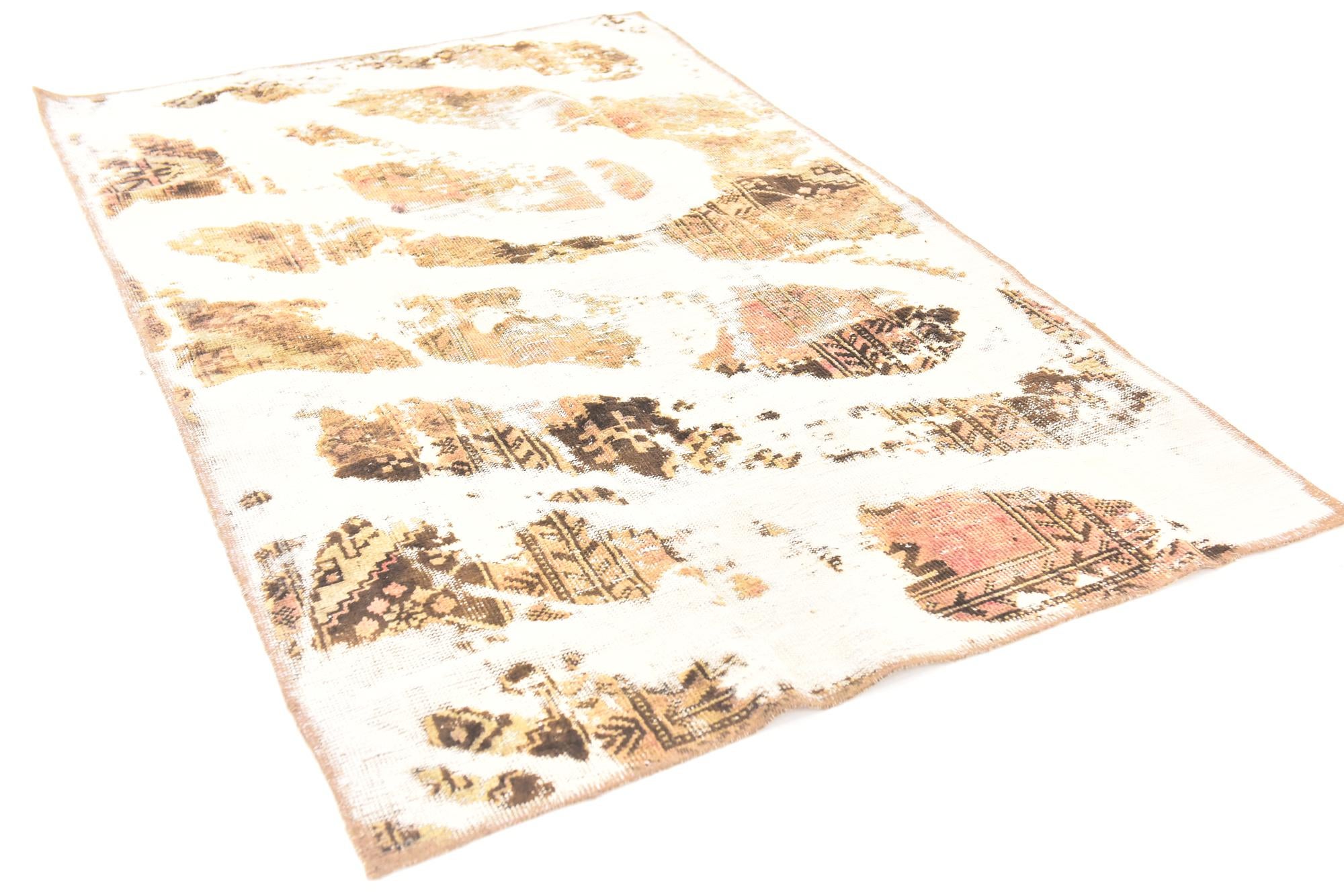3' 7 x 5' 9 Hand Knotted Ultra Vintage Persian Wool Rug