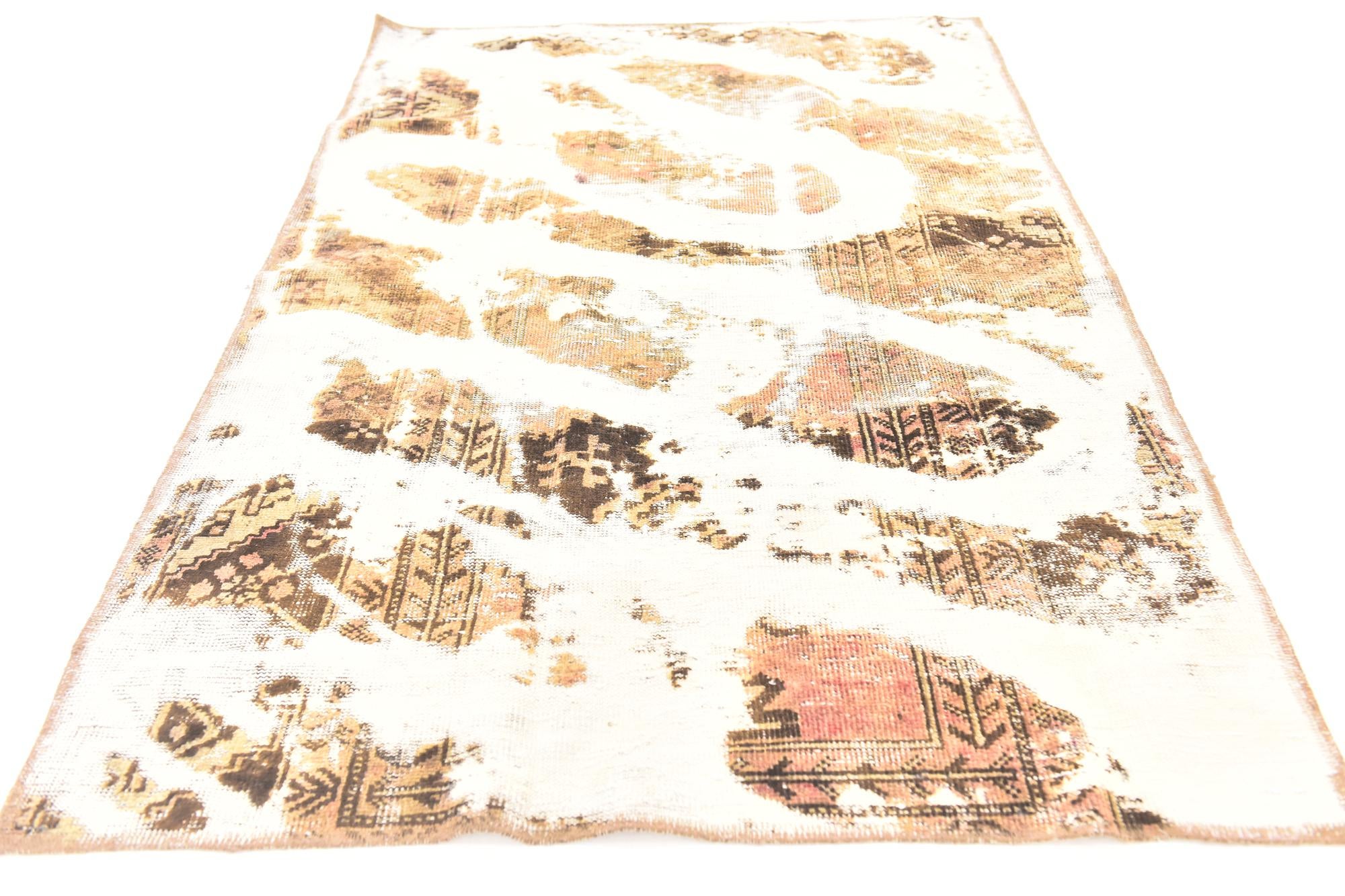 3' 7 x 5' 9 Hand Knotted Ultra Vintage Persian Wool Rug