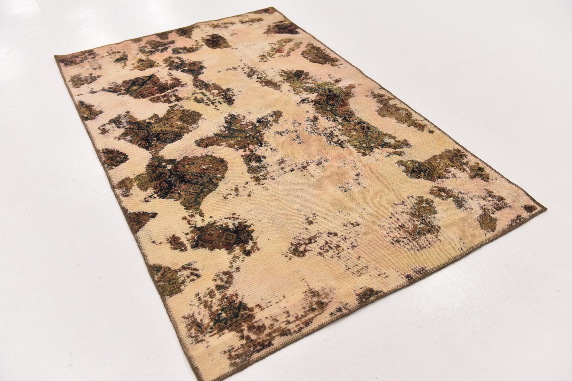 4' x 6' 5 Hand Knotted Ultra Vintage Persian Wool Rug