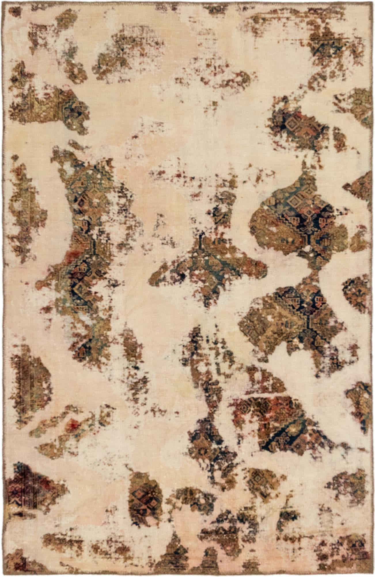 4' x 6' 5 Hand Knotted Ultra Vintage Persian Wool Rug