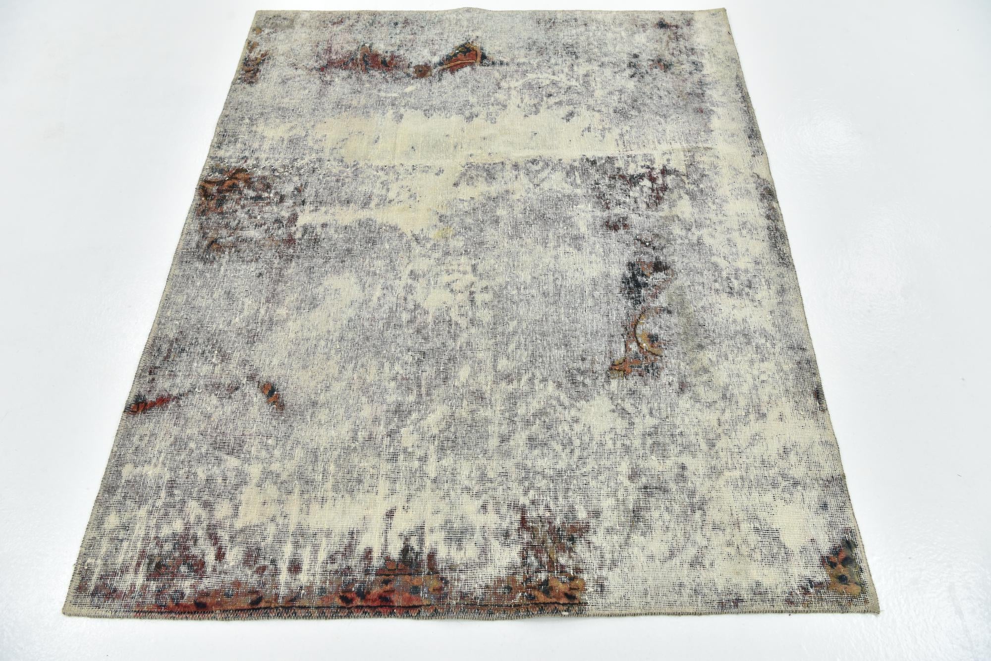 4' 4 x 5' 3 Hand Knotted Ultra Vintage Persian Wool Rug