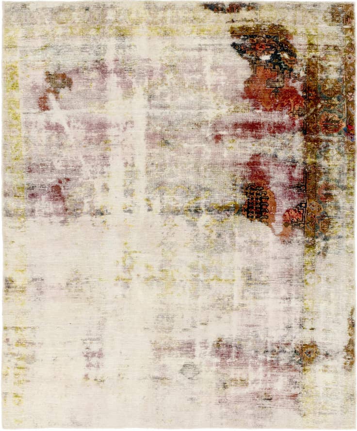 Detail image of 6' 3 x 7' 8 Hand Knotted Ultra Vintage Persian Wool Rug