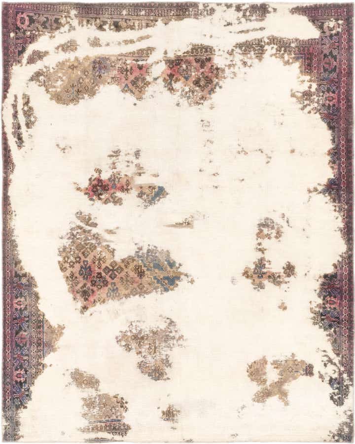 7' x 8' 9 Hand Knotted Ultra Vintage Persian Wool Rug