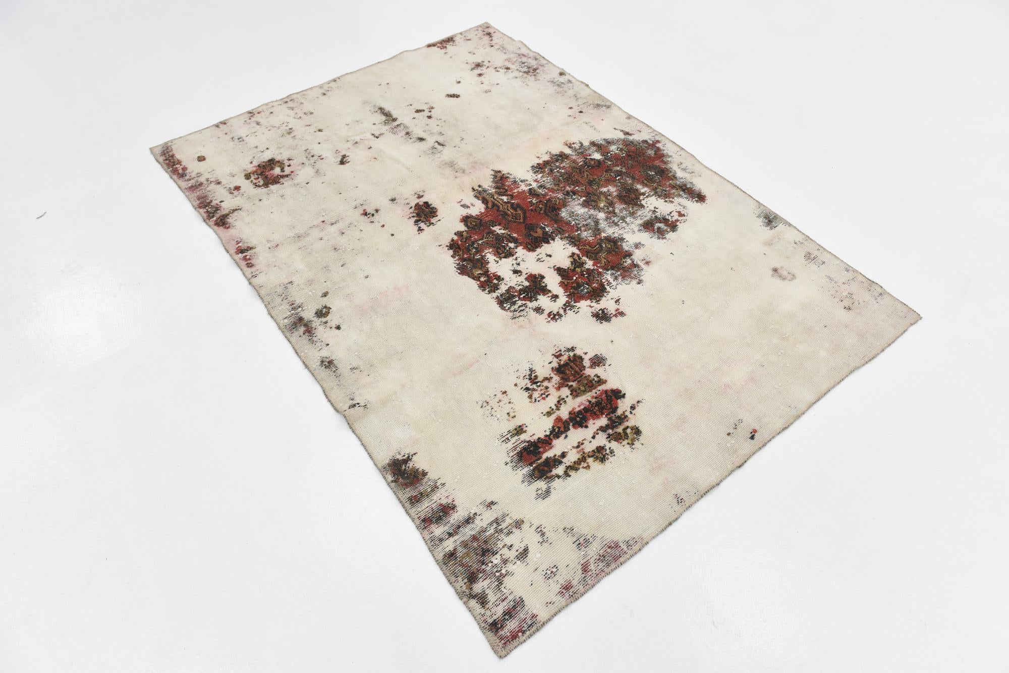 4' 7 x 6' 6 Hand Knotted Ultra Vintage Persian Wool Rug