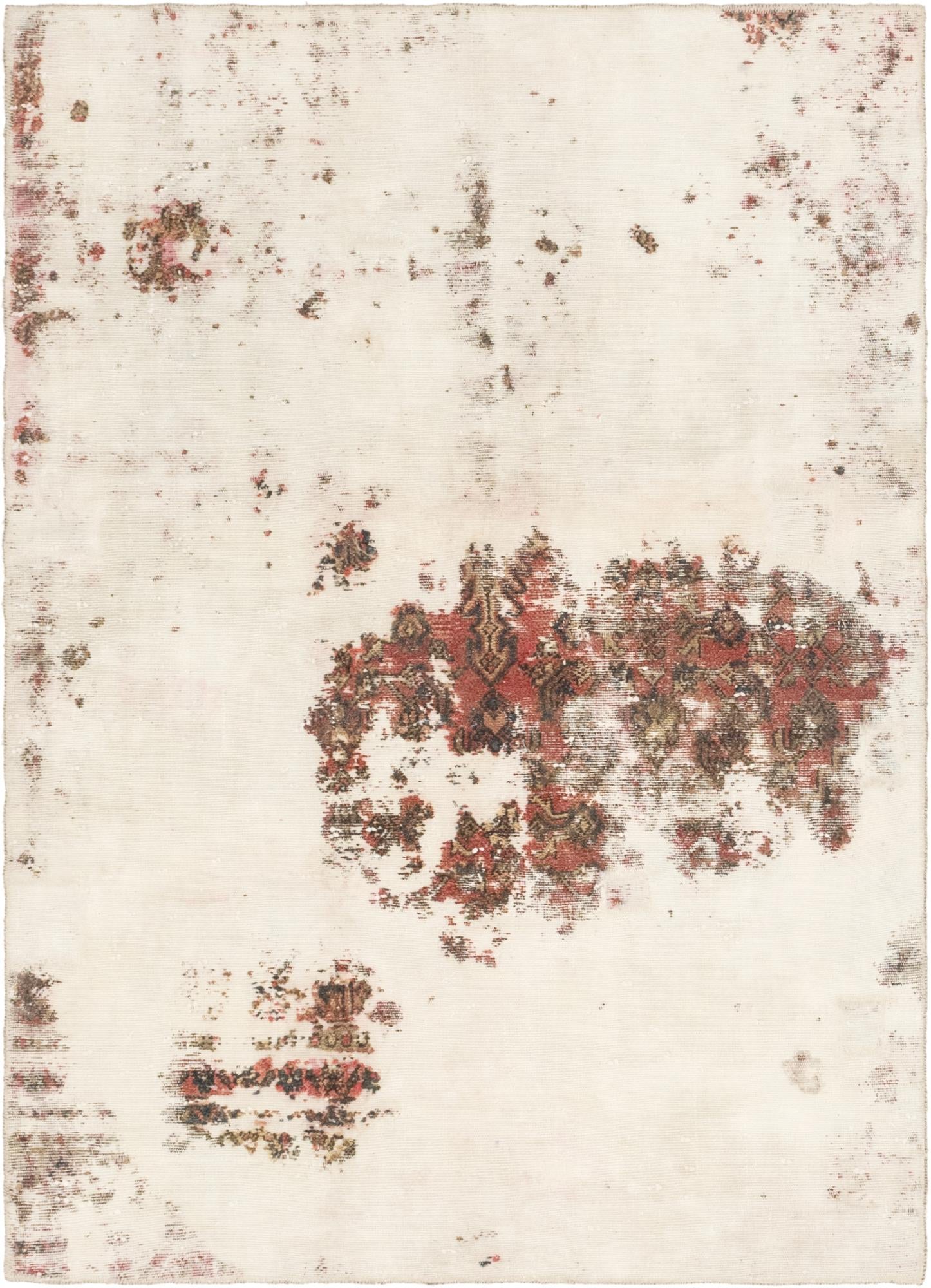 4' 7 x 6' 6 Hand Knotted Ultra Vintage Persian Wool Rug