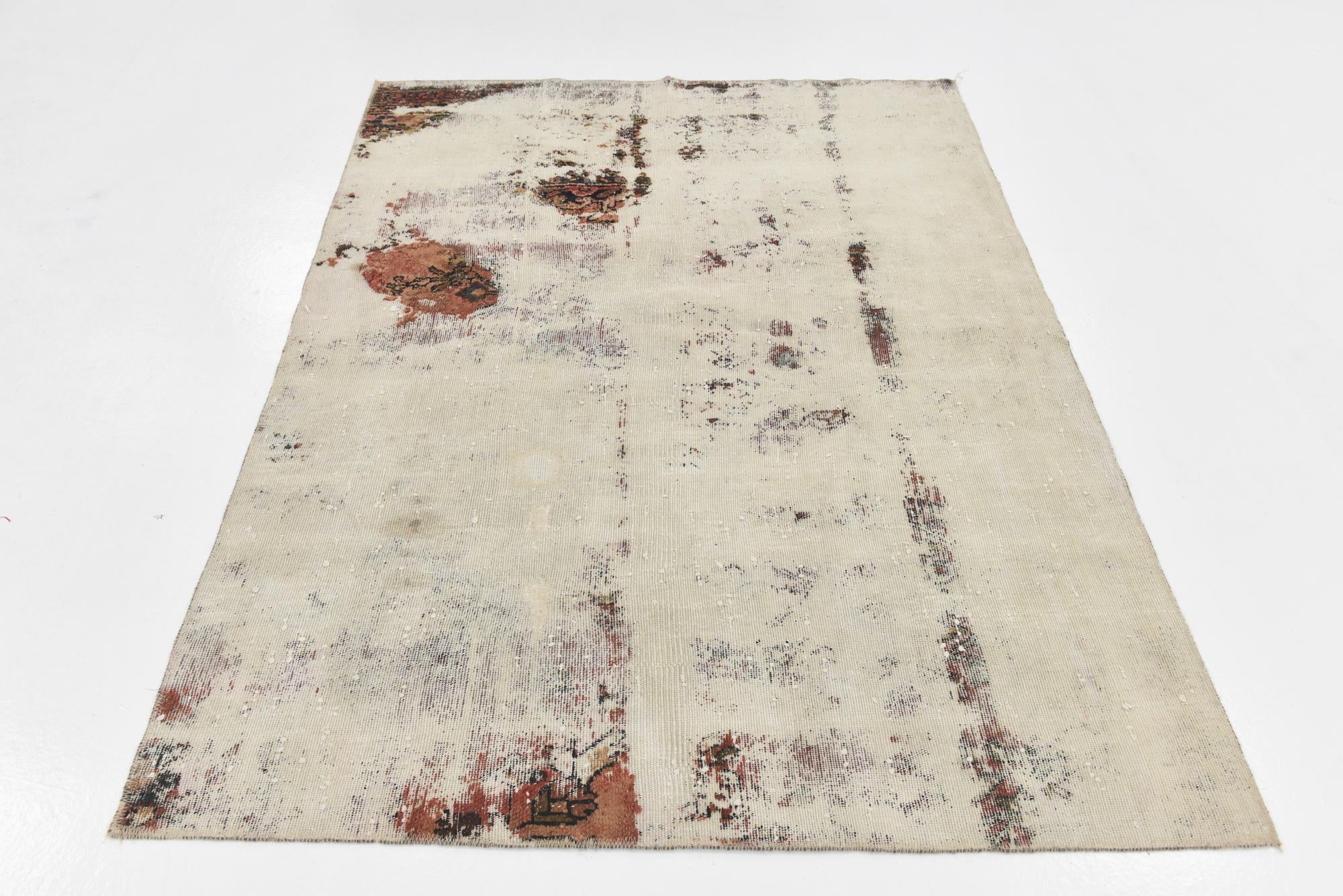 4' 9 x 6' 5 Hand Knotted Ultra Vintage Persian Wool Rug