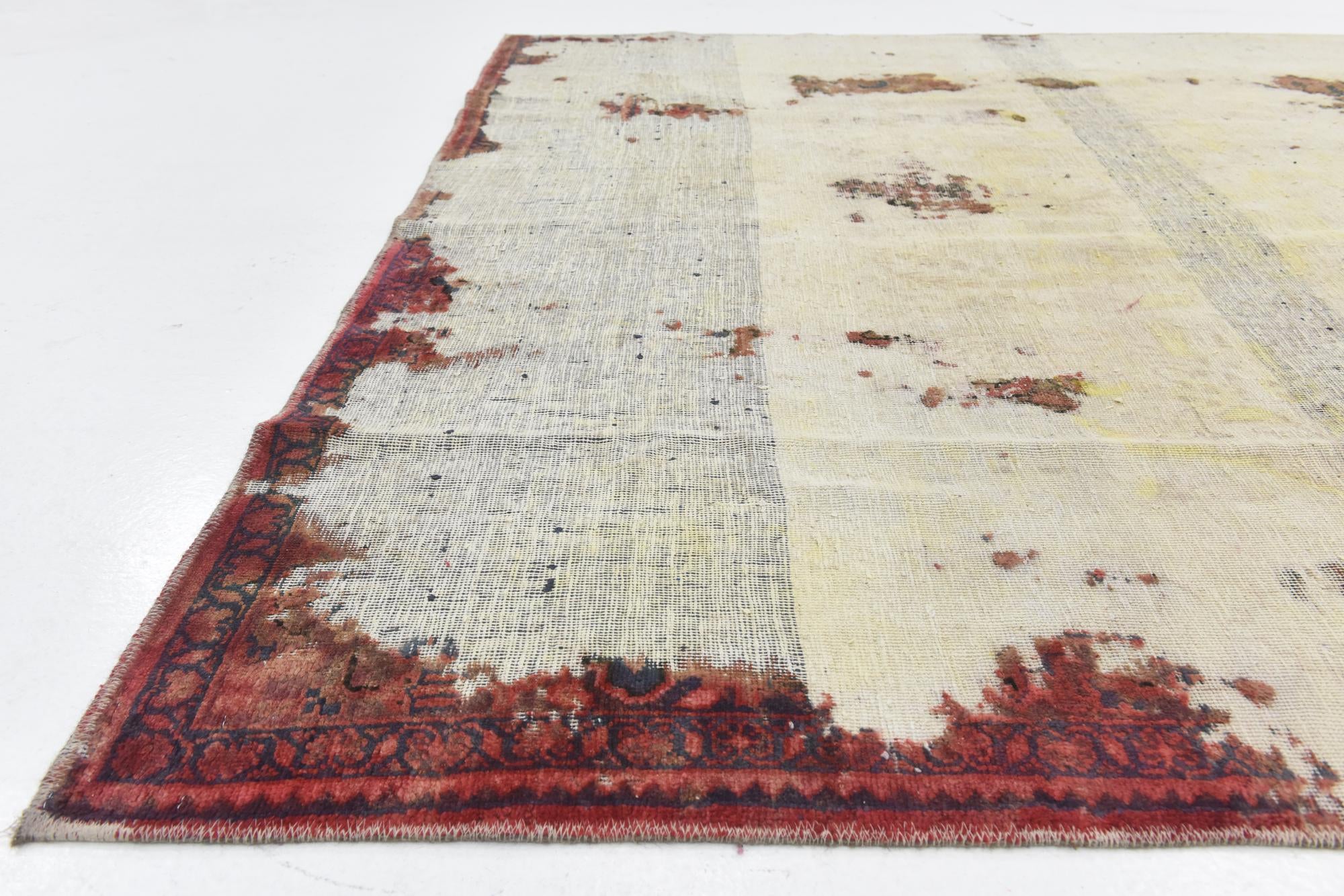 7' x 10' 6 Hand Knotted Ultra Vintage Persian Wool Rug