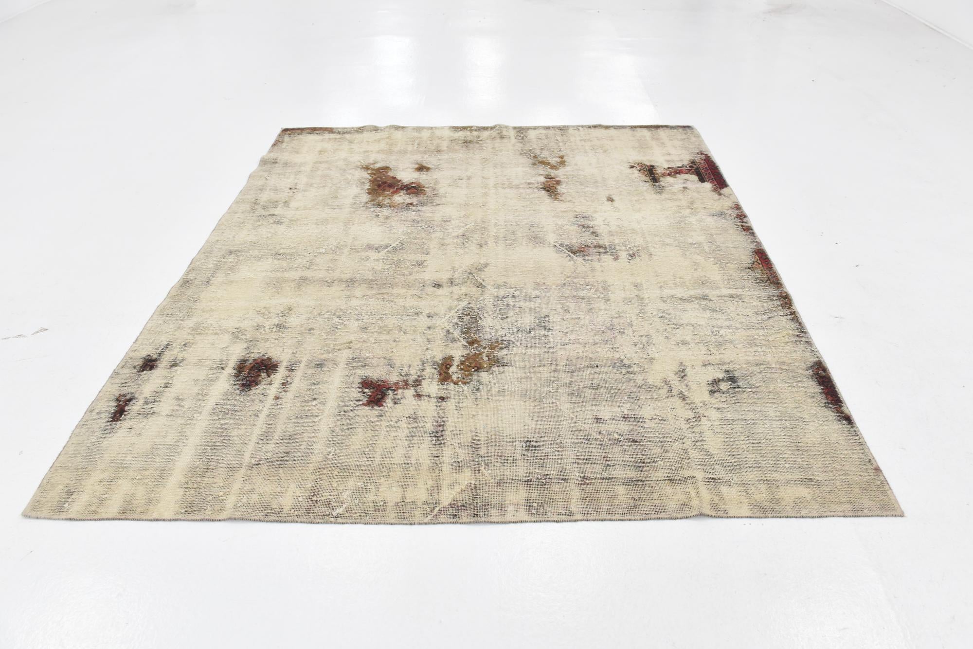 6' 9 x 7' 6 Hand Knotted Ultra Vintage Persian Wool Rug