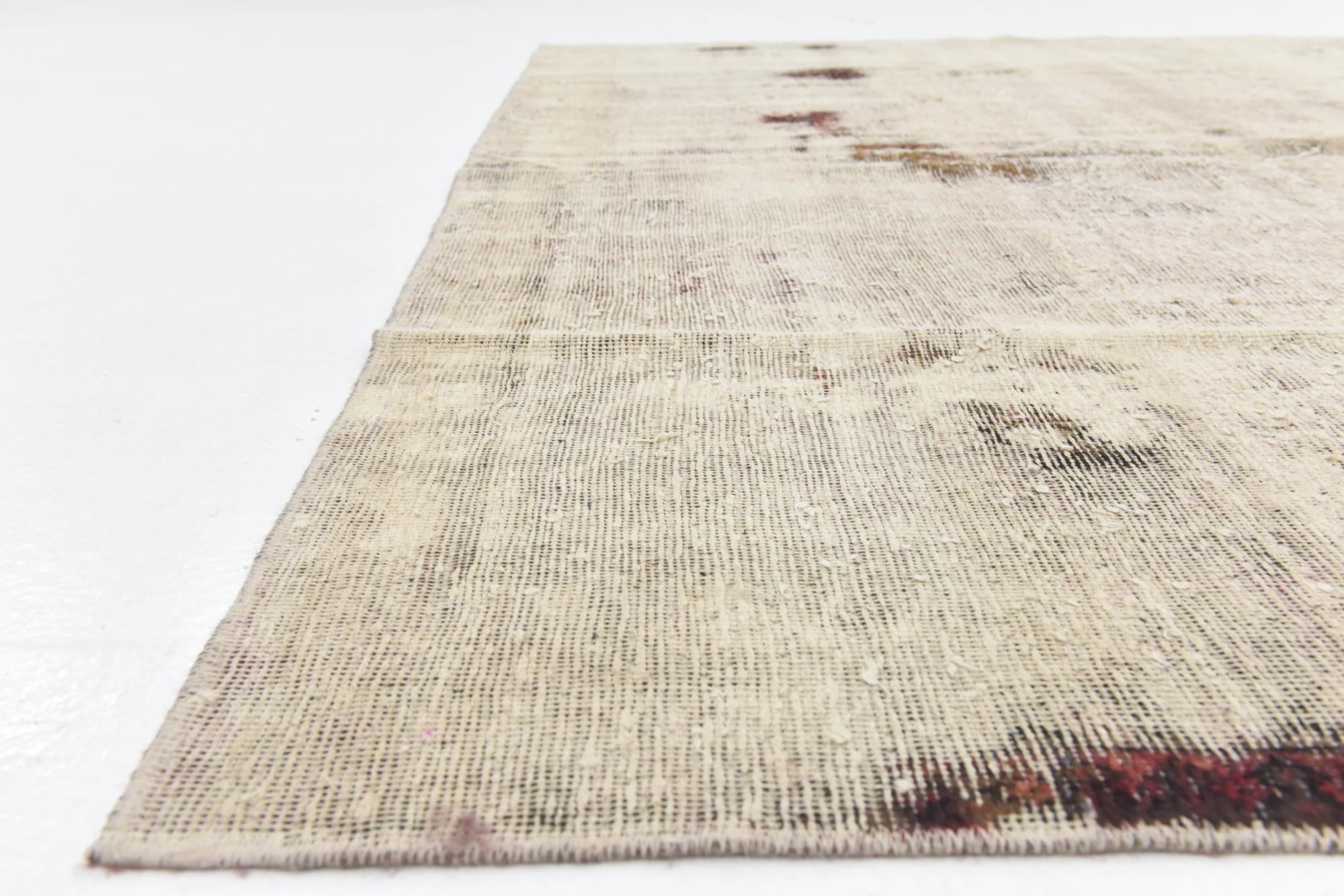 6' 9 x 7' 6 Hand Knotted Ultra Vintage Persian Wool Rug