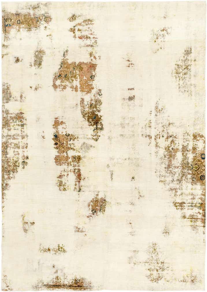 9' x 12' 6 Hand Knotted Ultra Vintage Persian Wool Rug