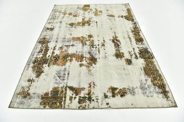 Detail image of 5' 10 x 8' 5 Hand Knotted Ultra Vintage Persian Wool Rug