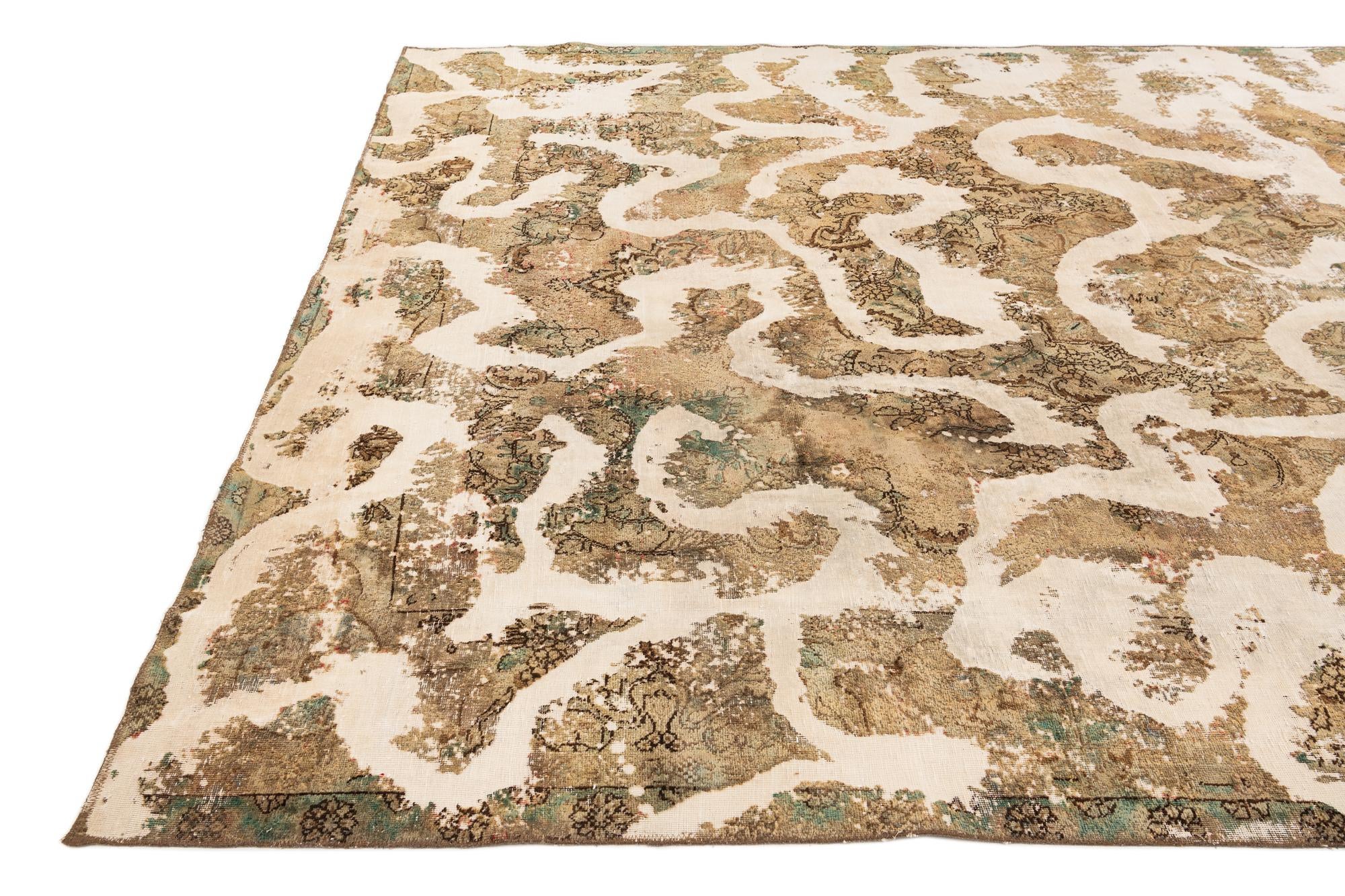 9' 4 x 12' 2 Hand Knotted Ultra Vintage Persian Wool Rug