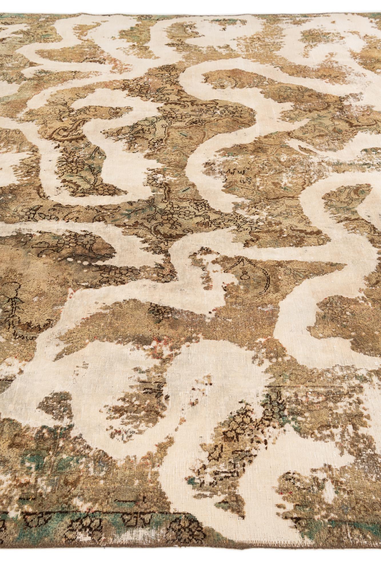 9' 4 x 12' 2 Hand Knotted Ultra Vintage Persian Wool Rug