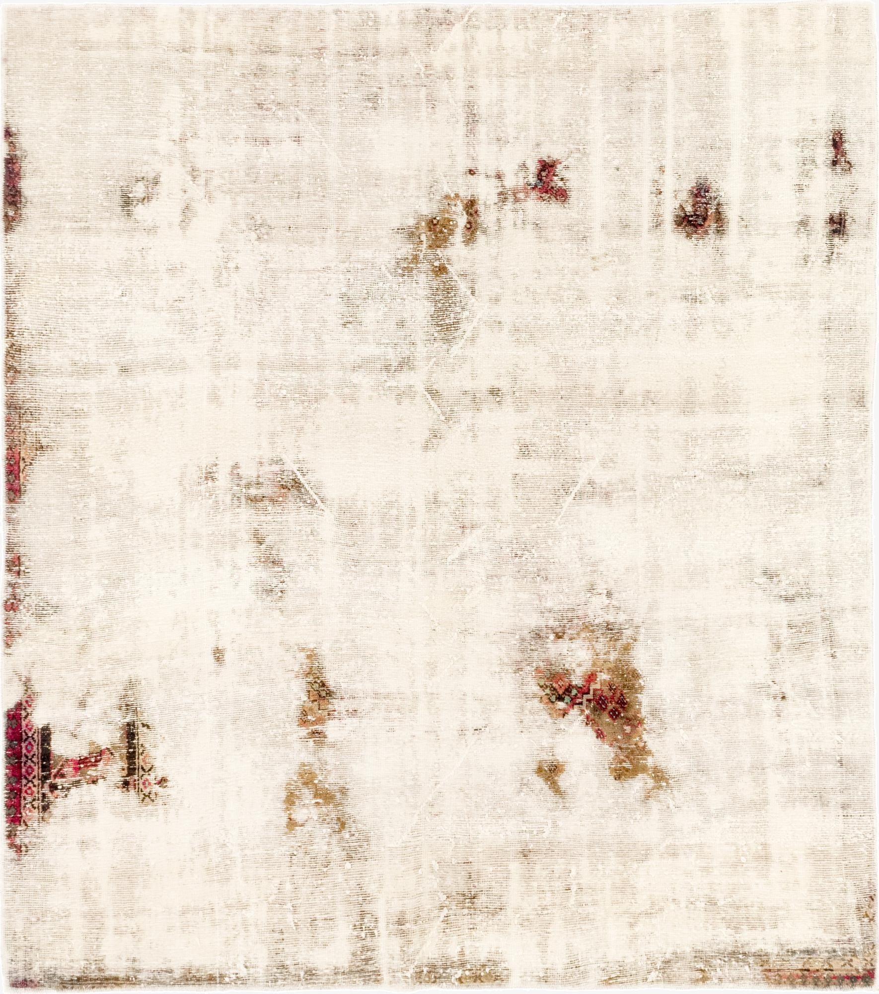 6' 9 x 7' 6  Hand Knotted Ultra Vintage Persian Wool Rug