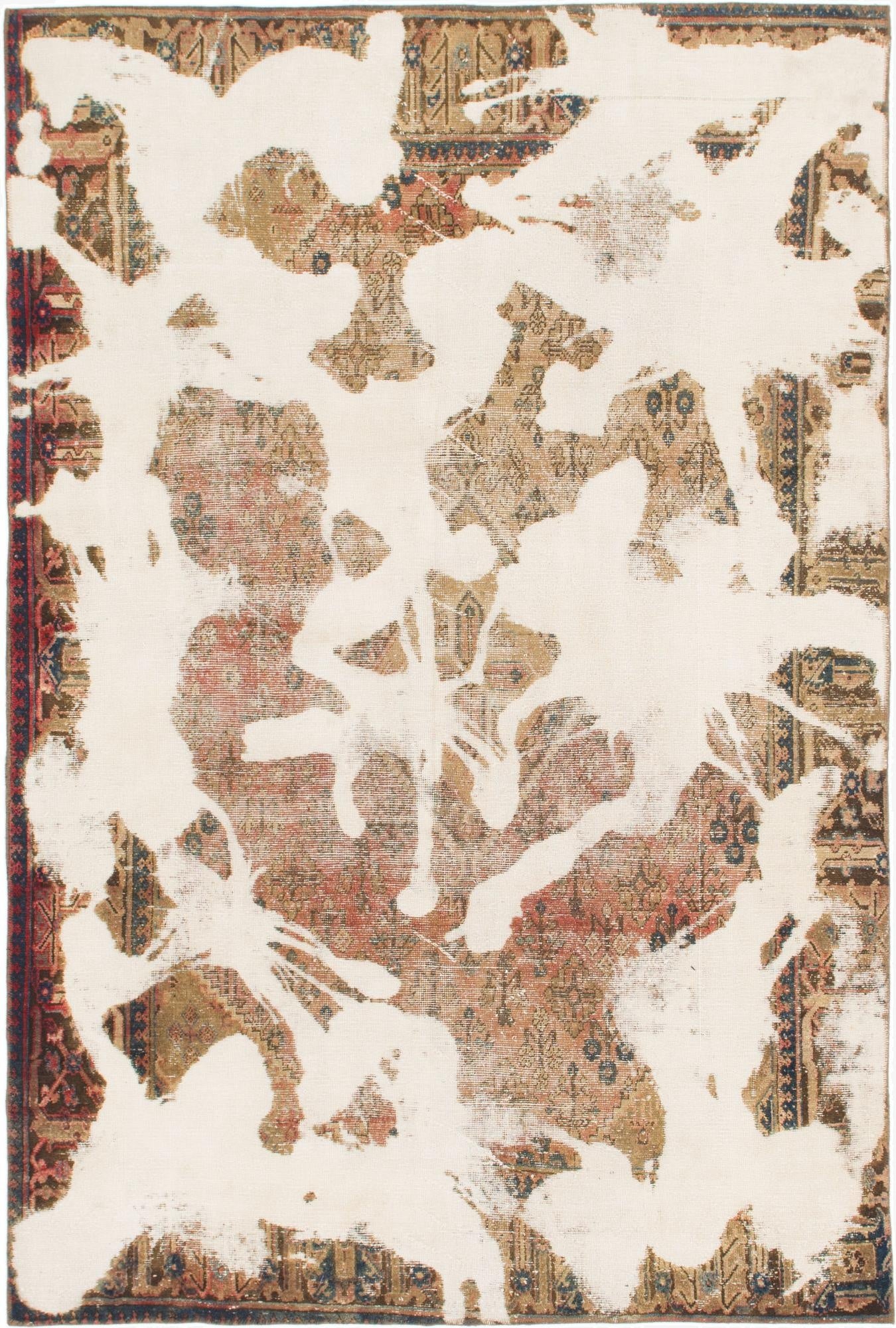 6' 4 x 9' 8  Hand Knotted Ultra Vintage Persian Wool Rug