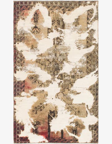 3' 8 x 6' 4 Hand Knotted Ultra Vintage Persian Wool Rug