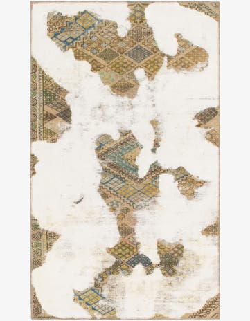 3' 7 x 6' Hand Knotted Ultra Vintage Persian Wool Rug