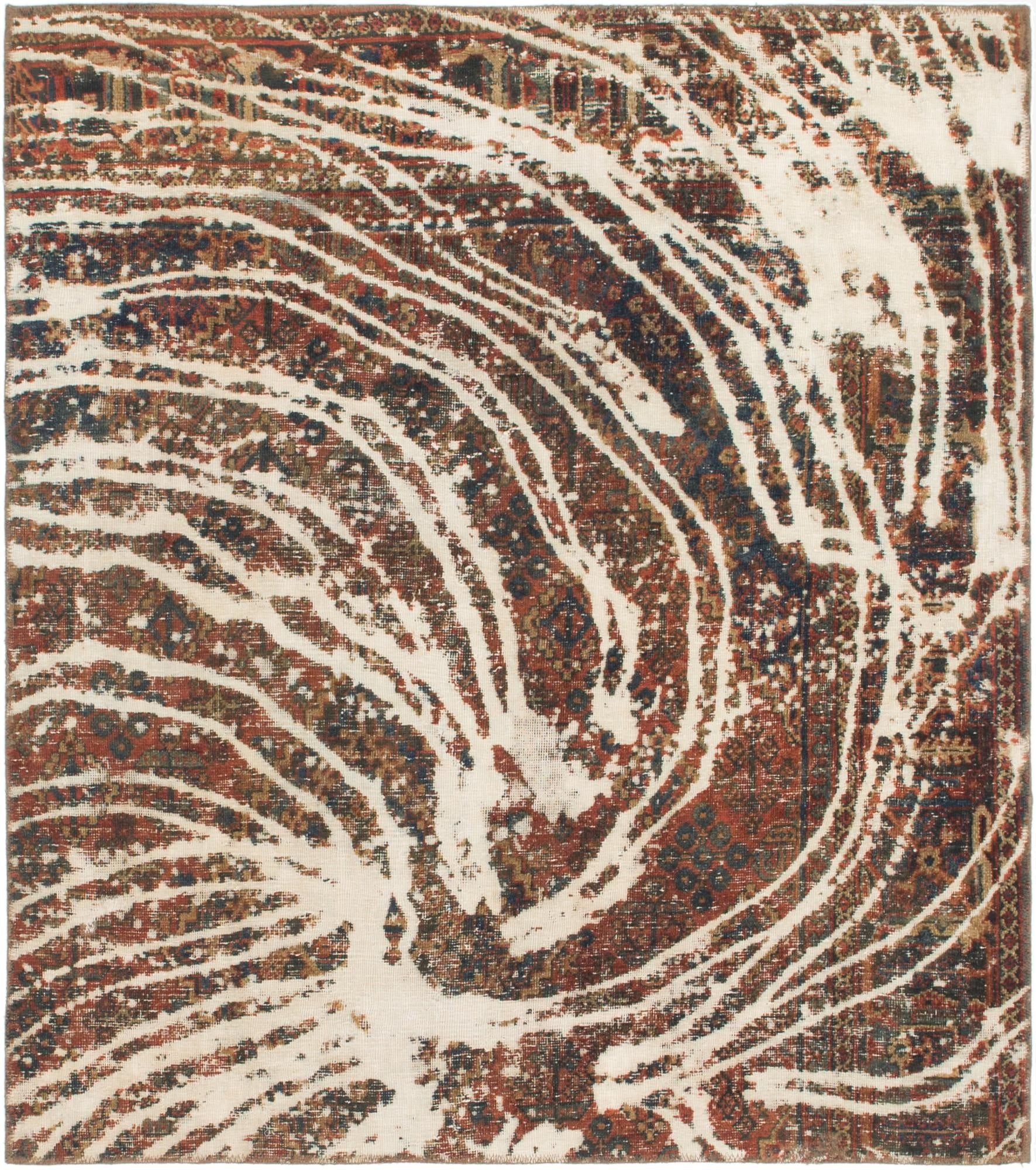 5' 5 x 6' 2  Hand Knotted Ultra Vintage Persian Wool Rug