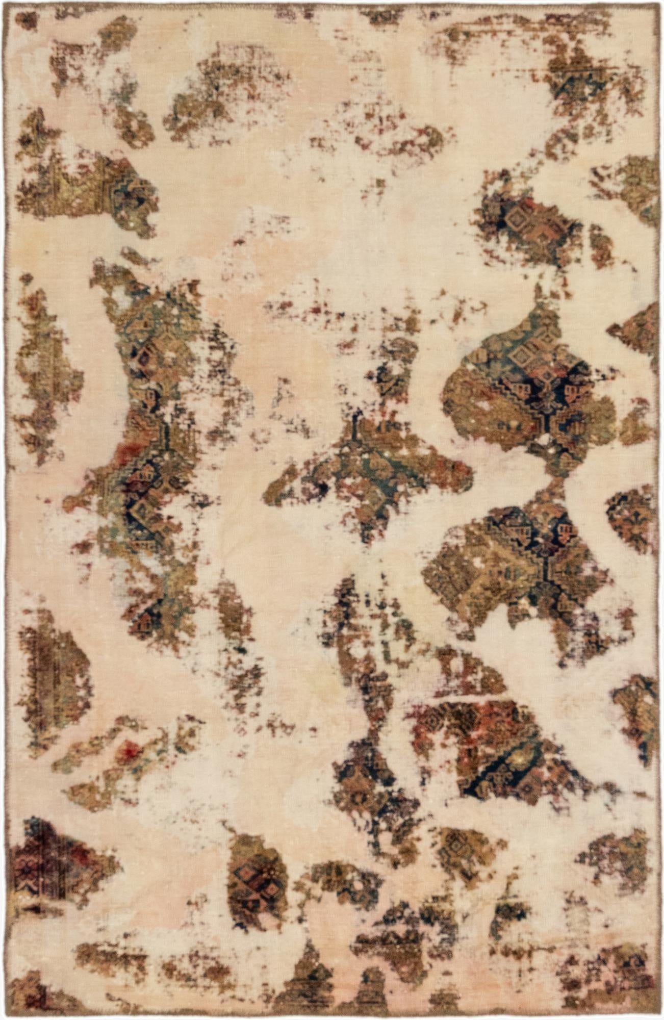 4' x 6' 5  Hand Knotted Ultra Vintage Persian Wool Rug