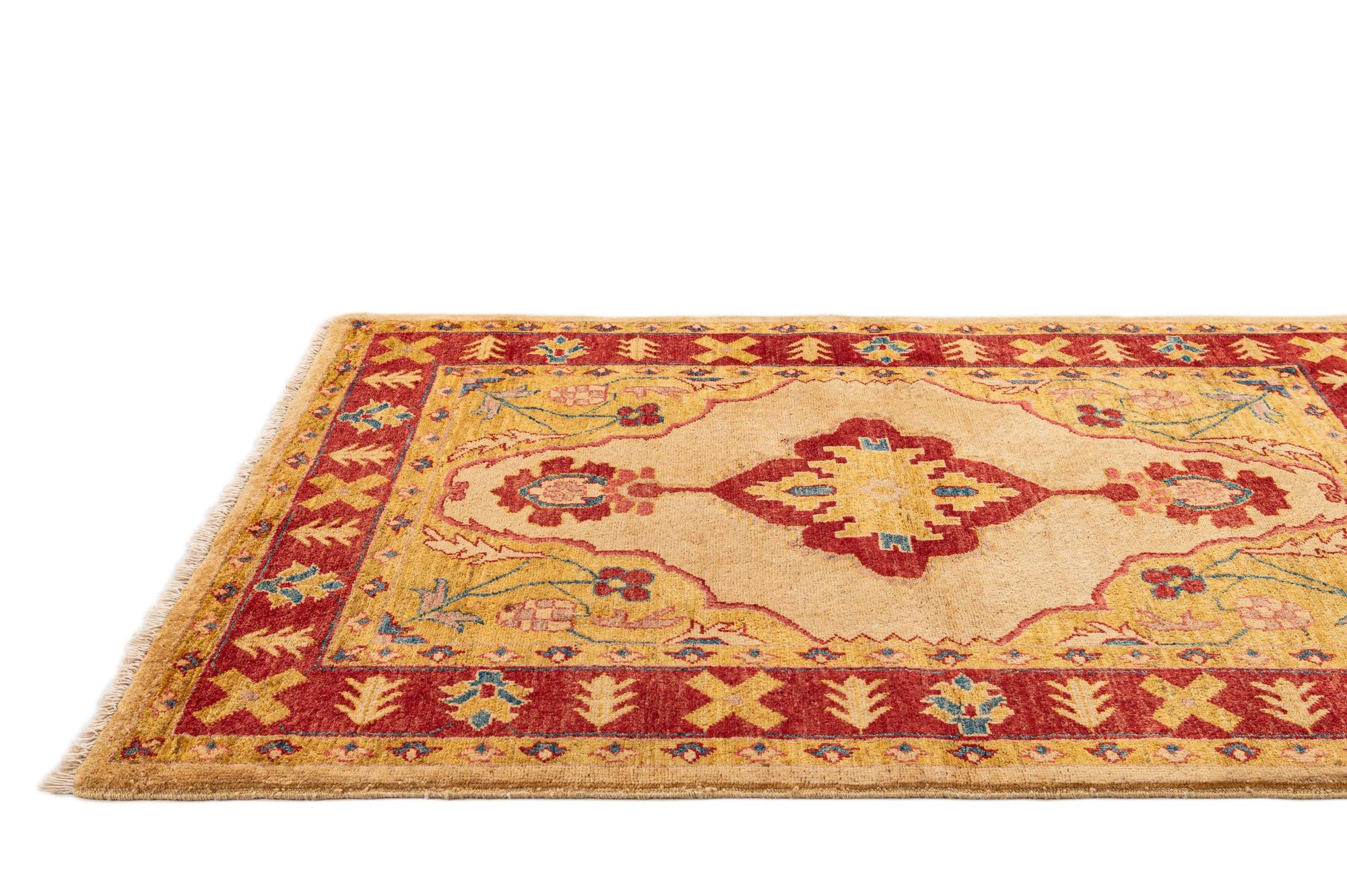 3' 5 x 4' 10 Hand Knotted Ziegler Wool Rug