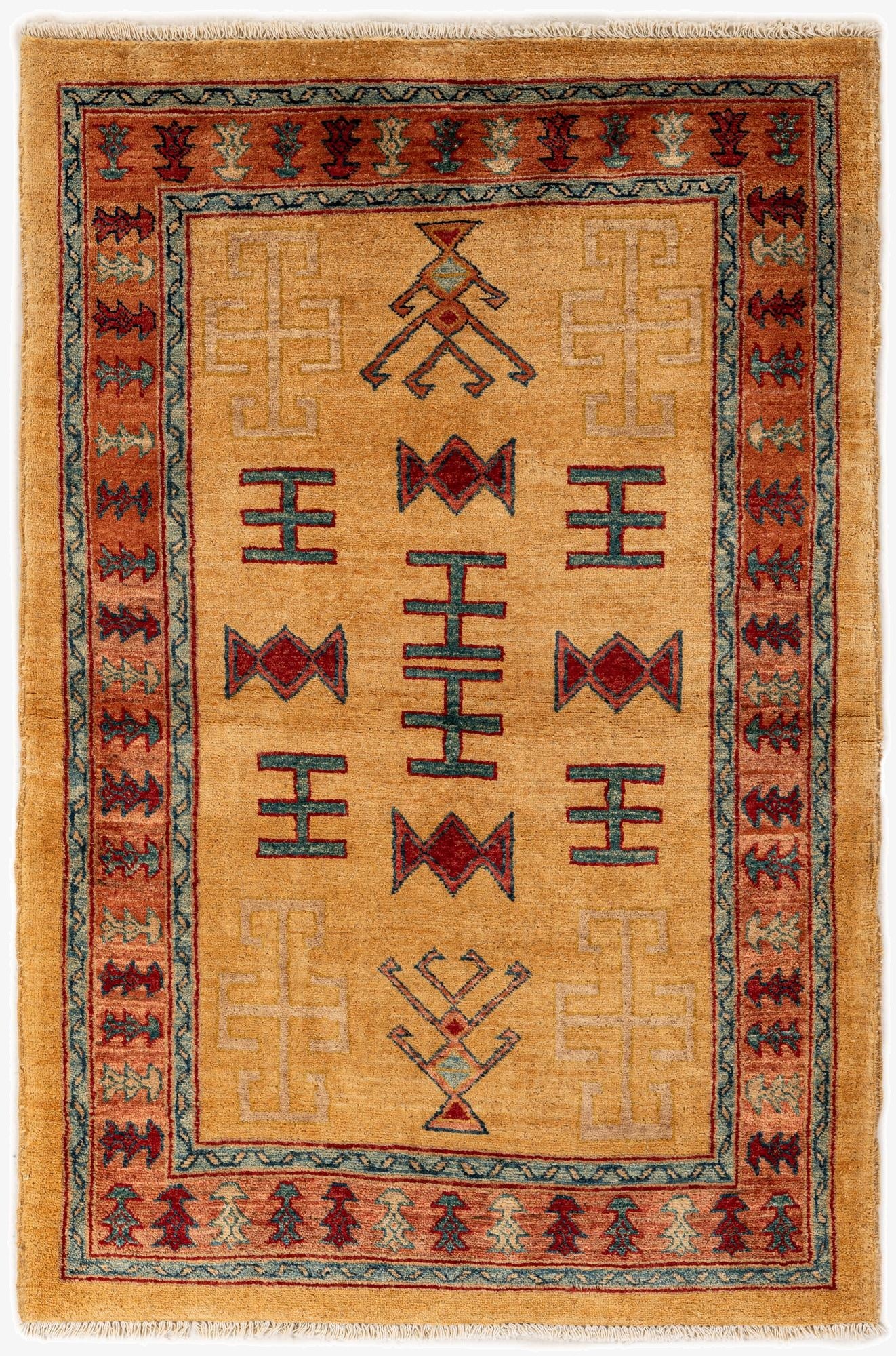 3' 5 x 5' 1  Hand Knotted Ziegler Wool Rug