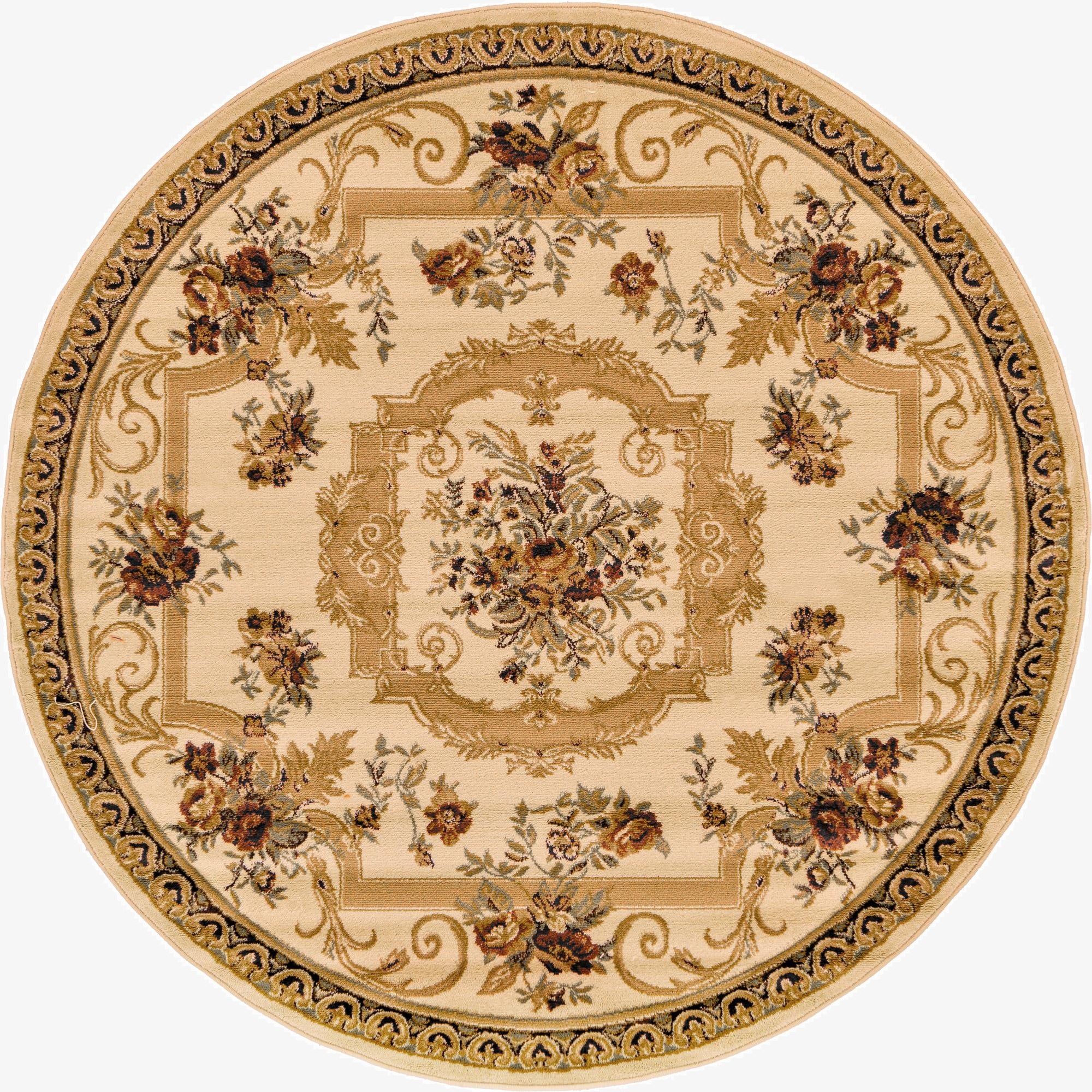 6' x 6' Classic Aubusson Round Rug
