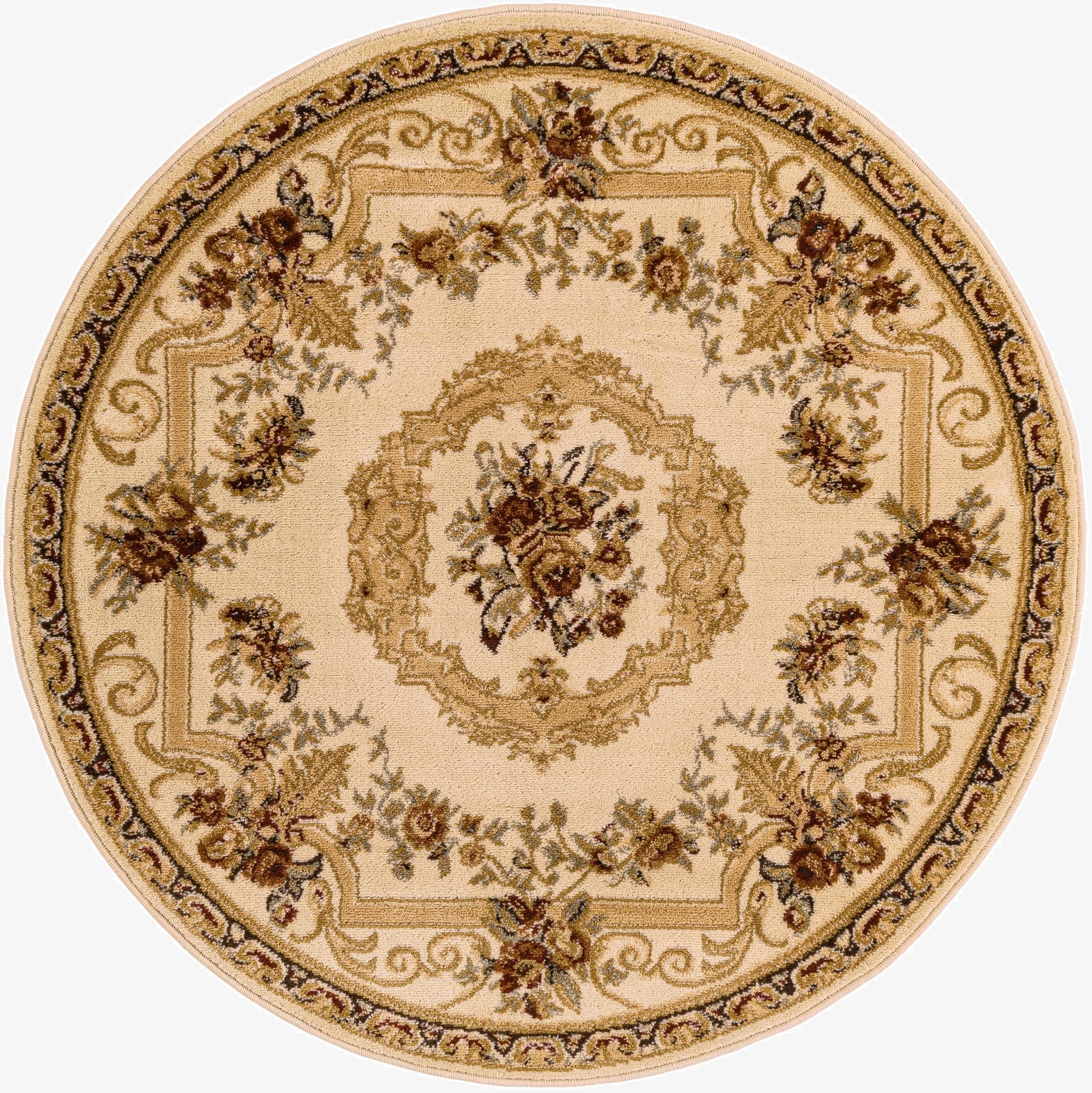 4' x 4' Classic Aubusson Round Rug