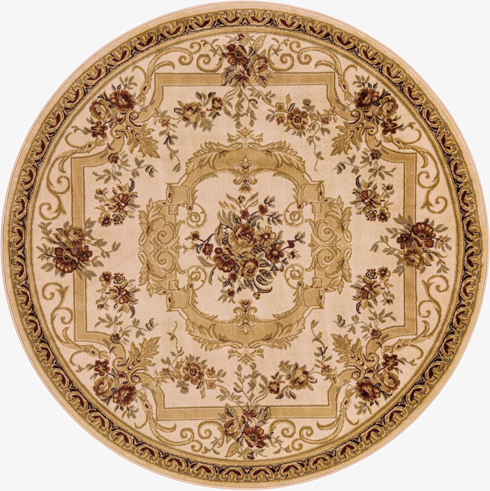 7' x 7' Classic Aubusson Round Rug