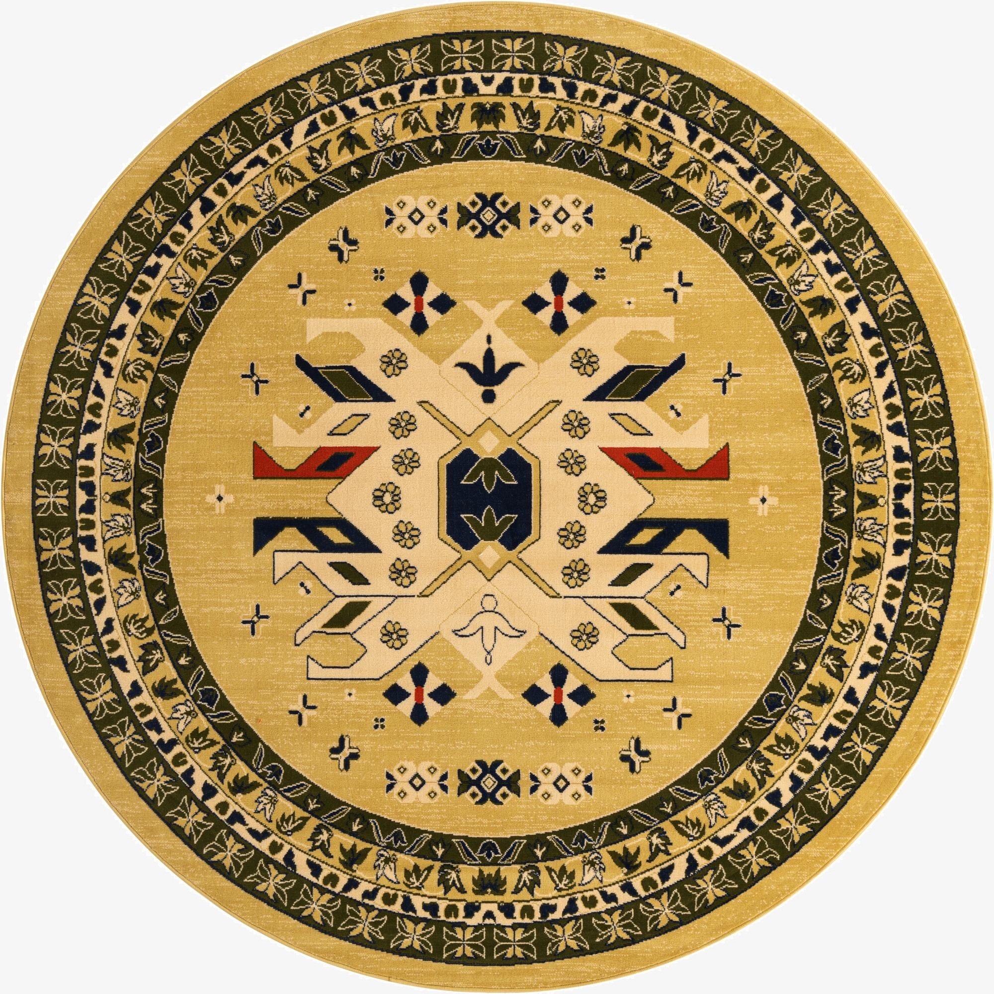 7' 10 x 7' 10 Heriz Design Round Rug