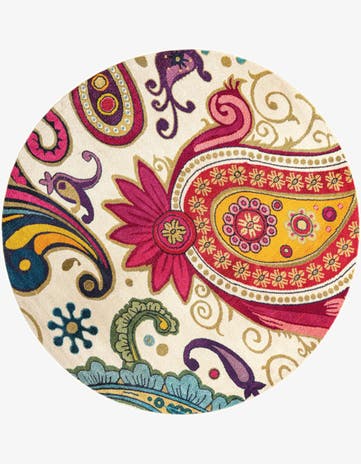 Cream Washable Hyacinth Round Rug