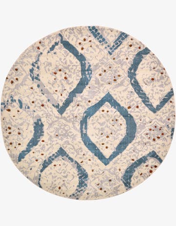 Cream Washable Hyacinth Round Rug