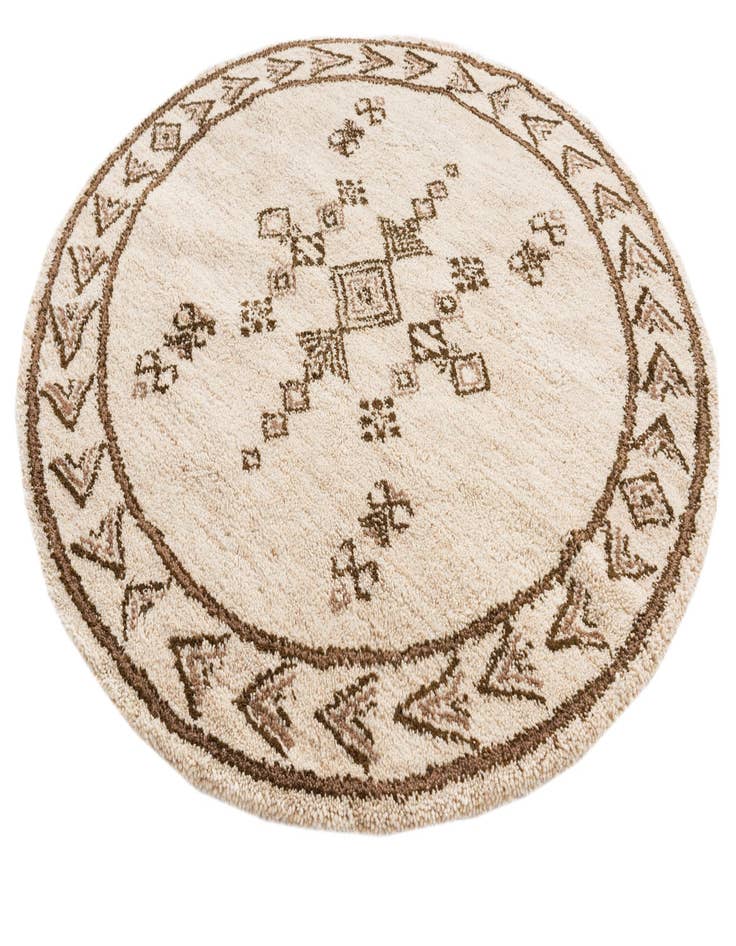 Detail image of 6' 7 x 6' 8  Hand Knotted Moroccan Wool Round Rug