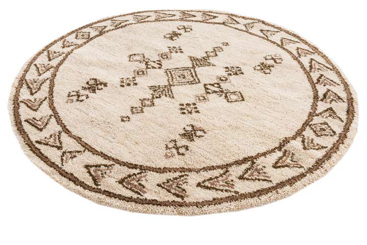 6' 7 x 6' 8 Hand Knotted Moroccan Wool Round Rug