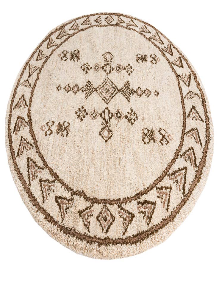 Detail image of 6' 7 x 6' 8  Hand Knotted Moroccan Wool Round Rug