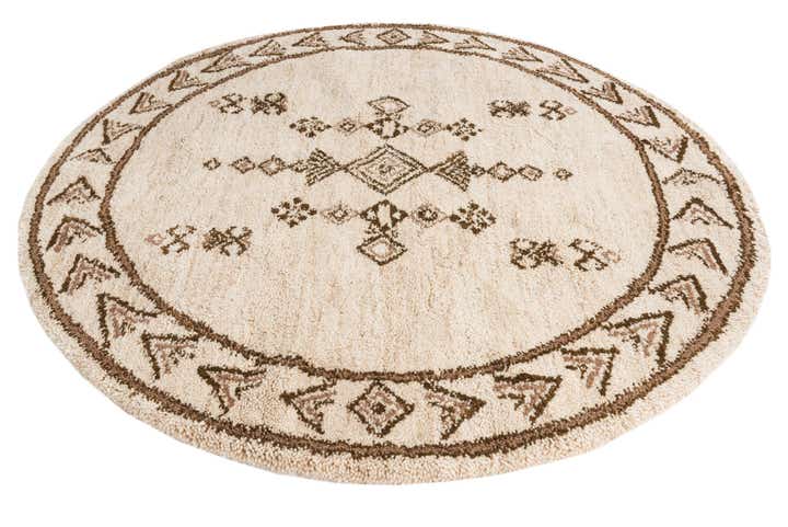 6' 7 x 6' 8 Hand Knotted Moroccan Wool Round Rug