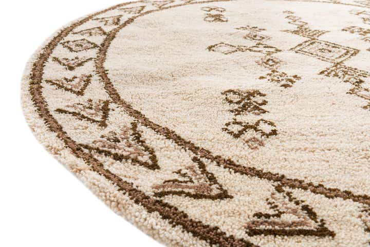 6' 7 x 6' 8 Hand Knotted Moroccan Wool Round Rug