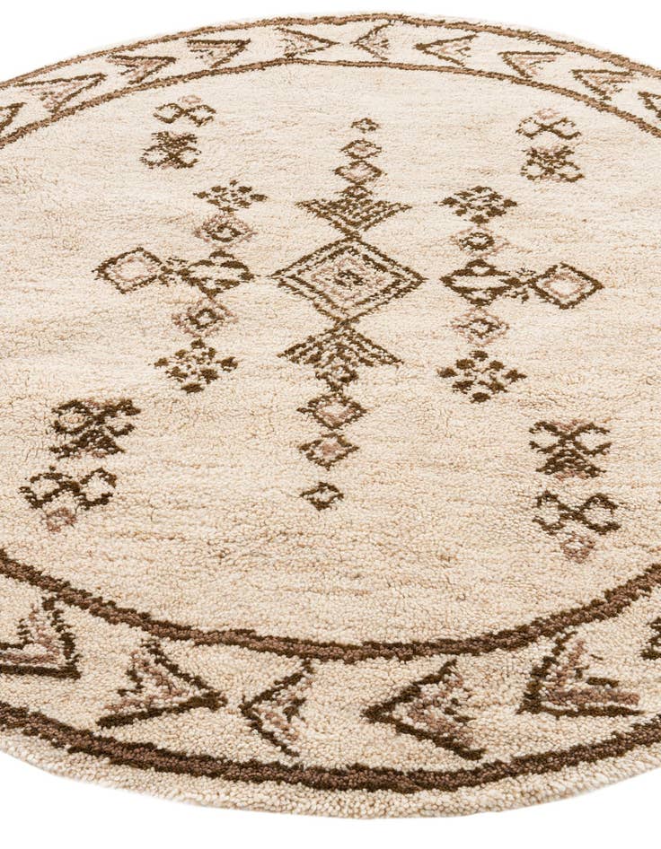 Detail image of 6' 7 x 6' 8  Hand Knotted Moroccan Wool Round Rug