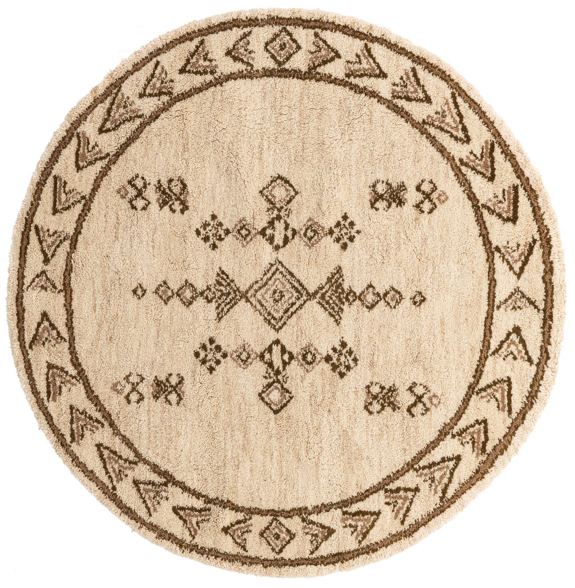6' 7 x 6' 8 Hand Knotted Moroccan Wool Round Rug