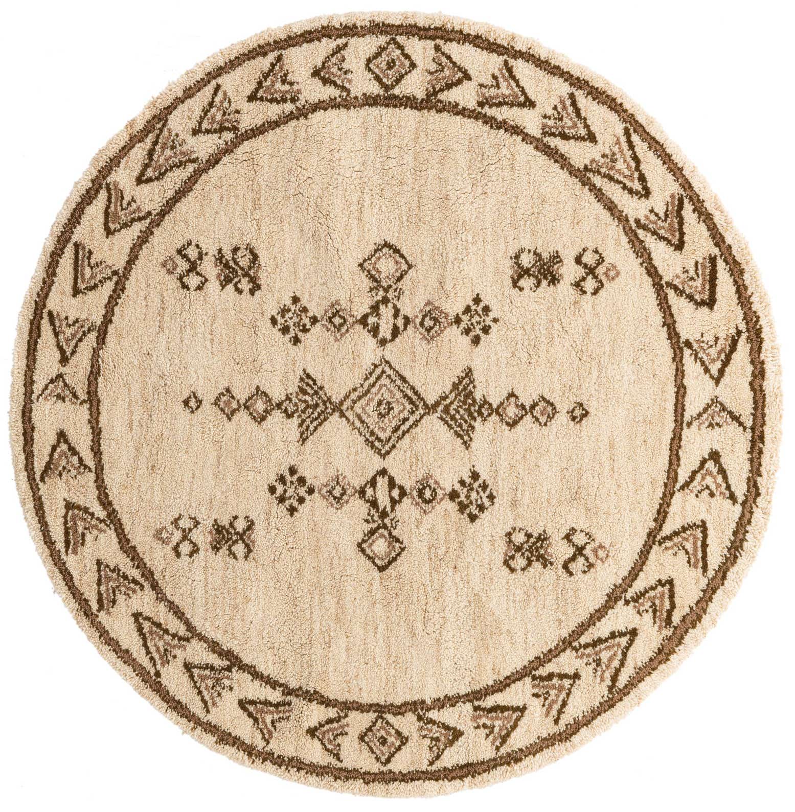 6' 7 x 6' 8 Hand Knotted Moroccan Wool Round Rug