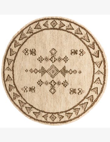 6' 7 x 6' 8 Hand Knotted Moroccan Wool Round Rug