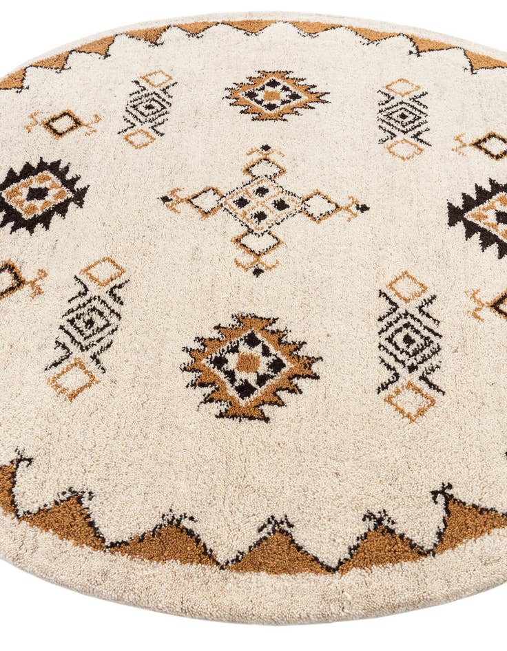 Detail image of 6' 6 x 6' 6  Hand Knotted Moroccan Wool Round Rug