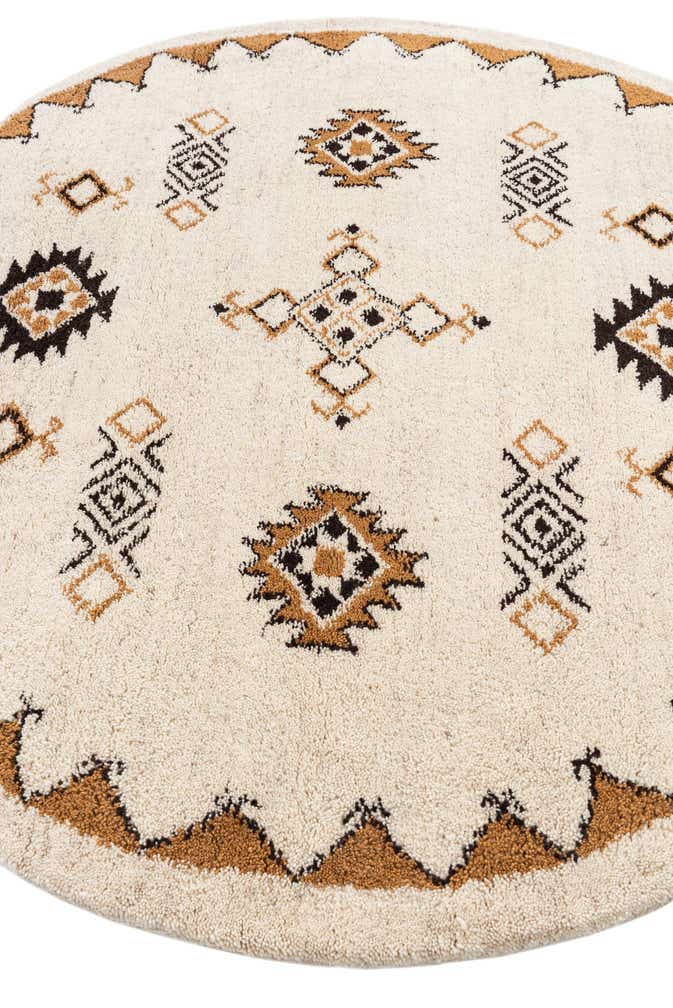 6' 6 x 6' 6 Hand Knotted Moroccan Wool Round Rug