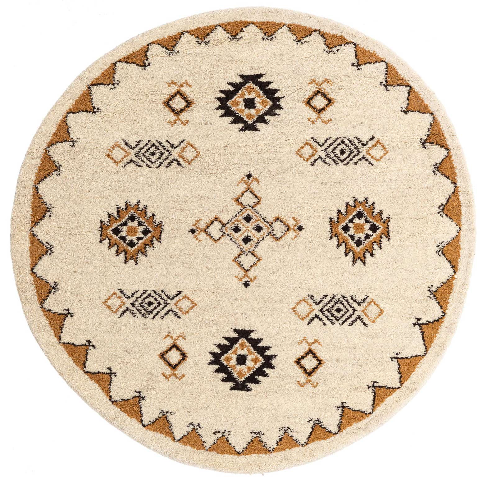 6' 6 x 6' 6 Hand Knotted Moroccan Wool Round Rug