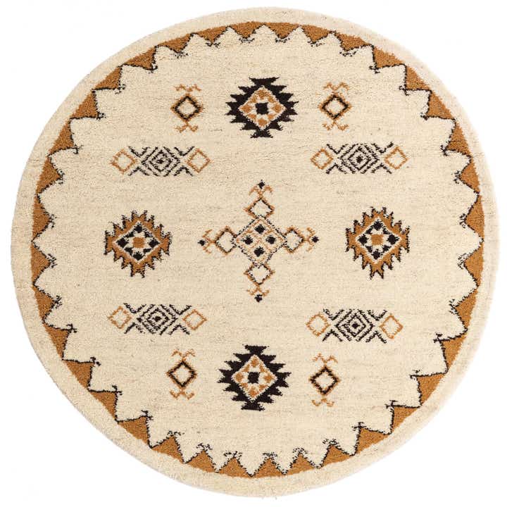 6' 6 x 6' 6 Hand Knotted Moroccan Wool Round Rug