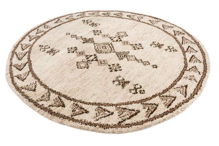 6' 6 x 6' 10 Hand Knotted Moroccan Wool Round Rug