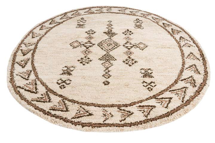 6' 6 x 6' 10 Hand Knotted Moroccan Wool Round Rug