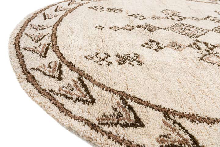 6' 6 x 6' 10 Hand Knotted Moroccan Wool Round Rug