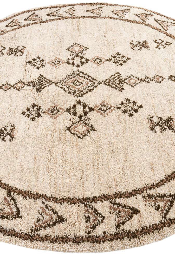 6' 6 x 6' 10 Hand Knotted Moroccan Wool Round Rug