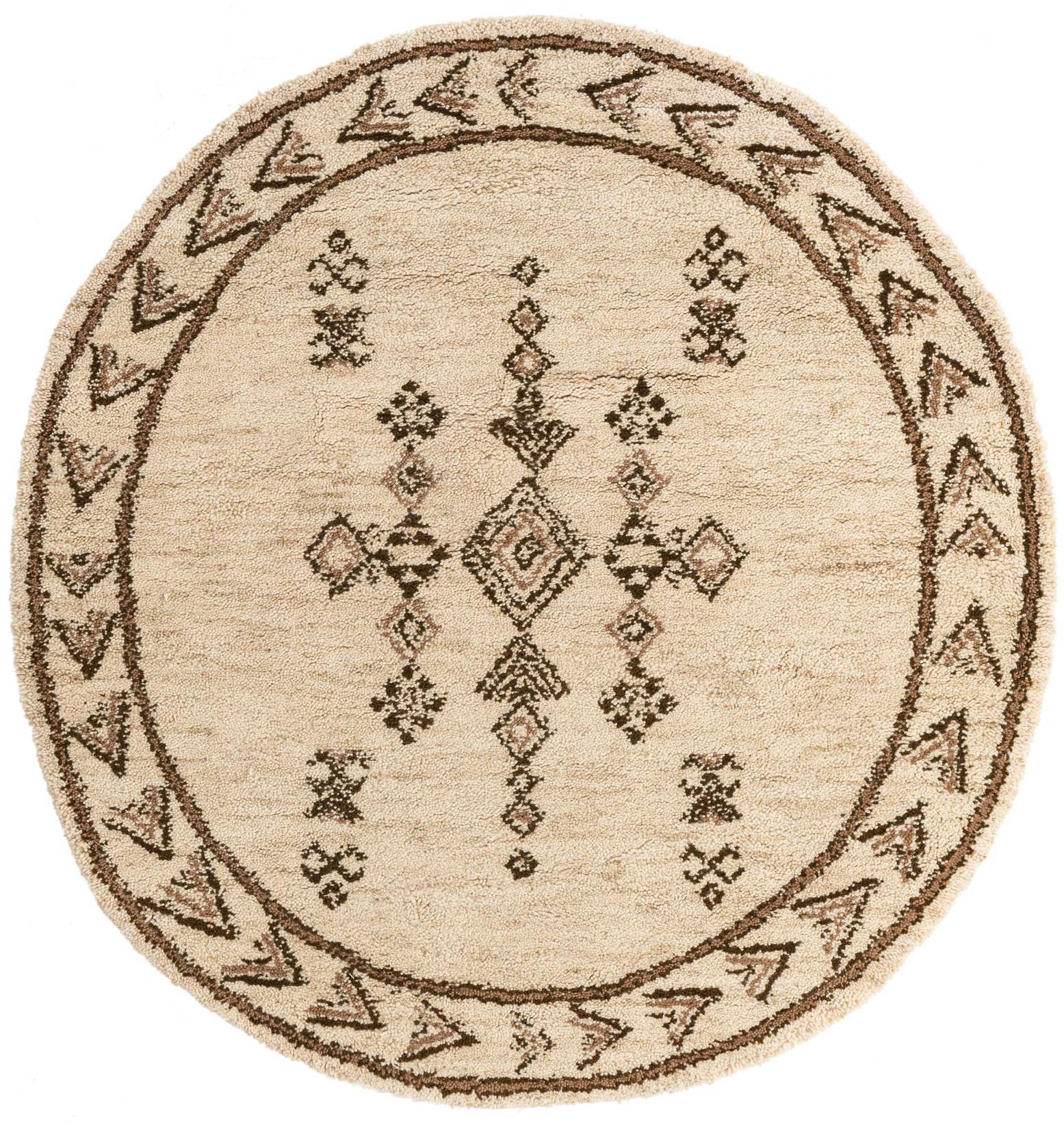 6' 6 x 6' 10 Hand Knotted Moroccan Wool Round Rug