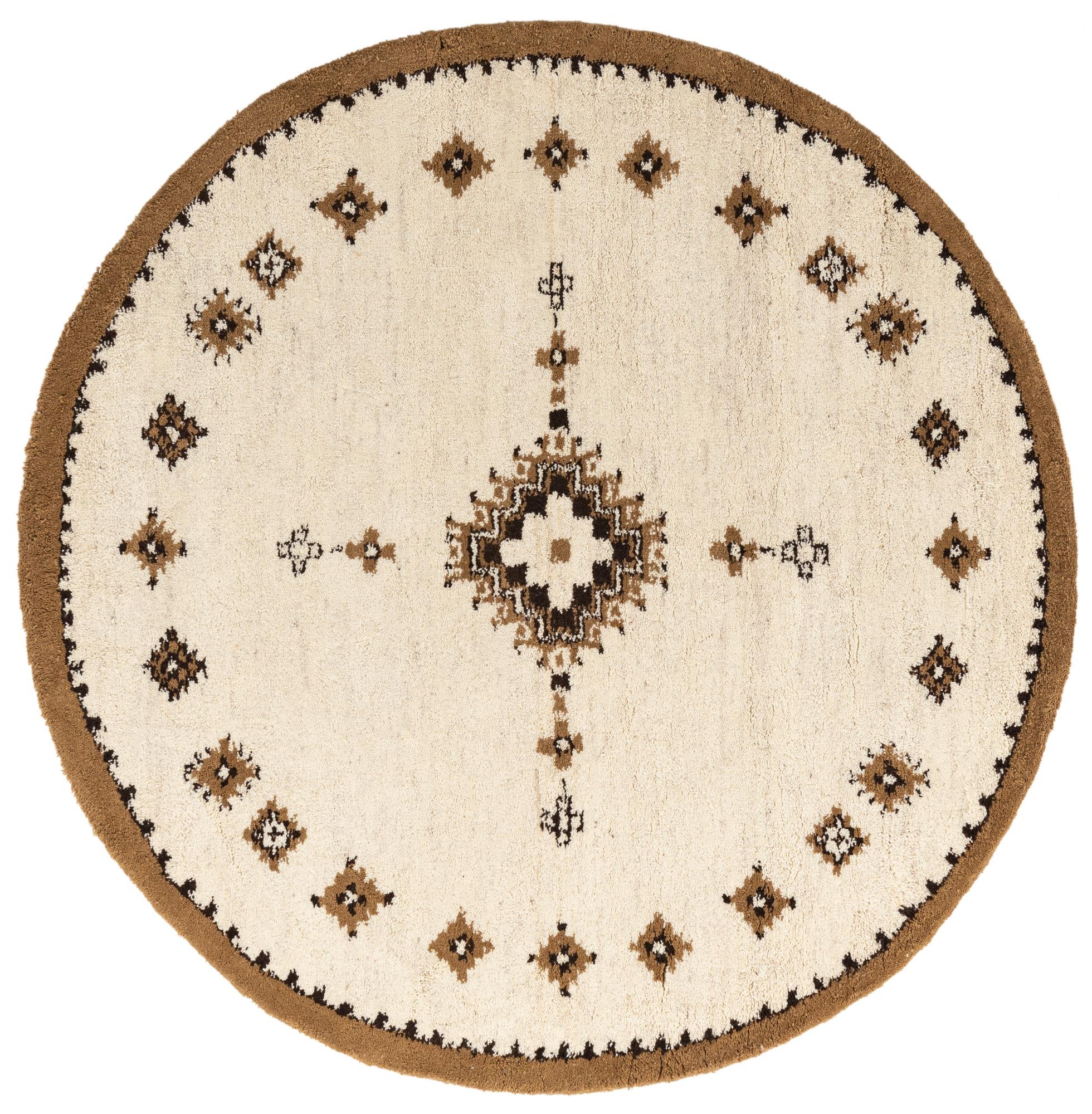 7' 3 x 7' 4 Hand Knotted Moroccan Wool Round Rug